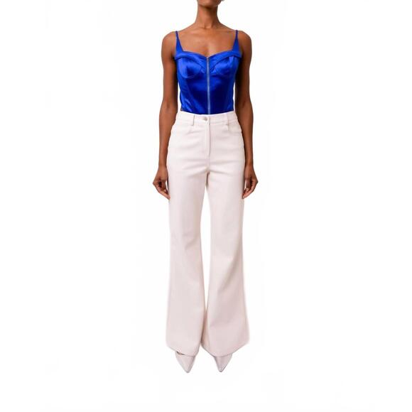 NEW AMYLYNN faux leather flared wide leg matte pants in white - Picture 5 of 5